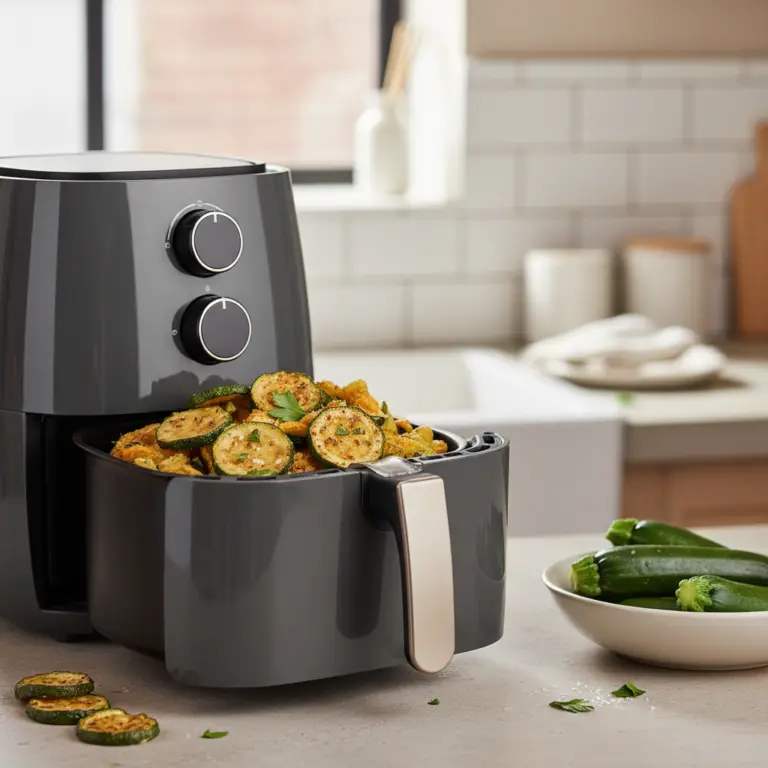 Ilustração editorial: Abobrinha na air fryer: 3 segredos para ficar crocante