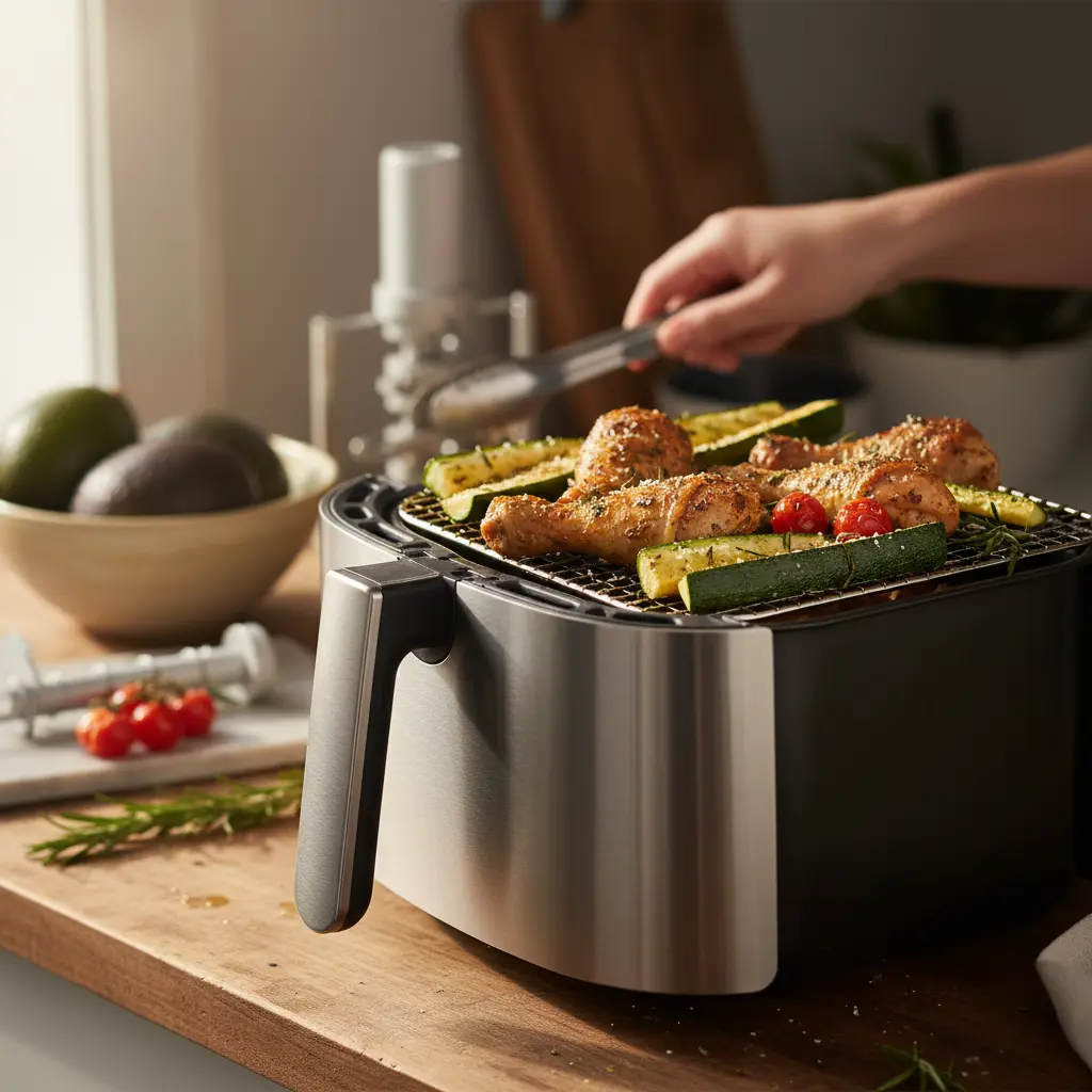Air fryer para dieta low carb: 5 receitas prontas em 15 min — detalhe