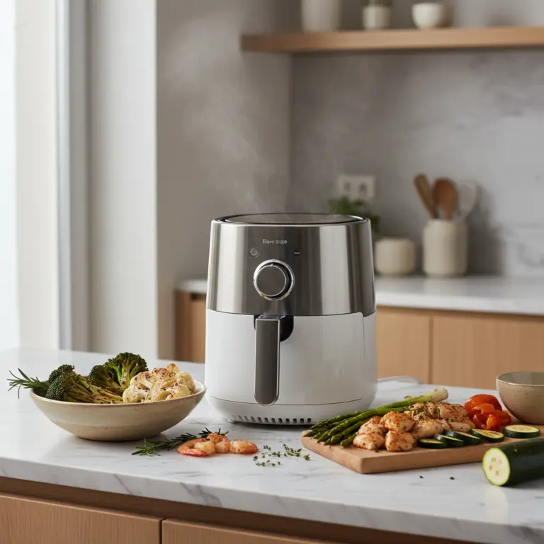 Ilustração editorial: Air fryer sem carboidrato: 5 receitas prontas em 15 minutos