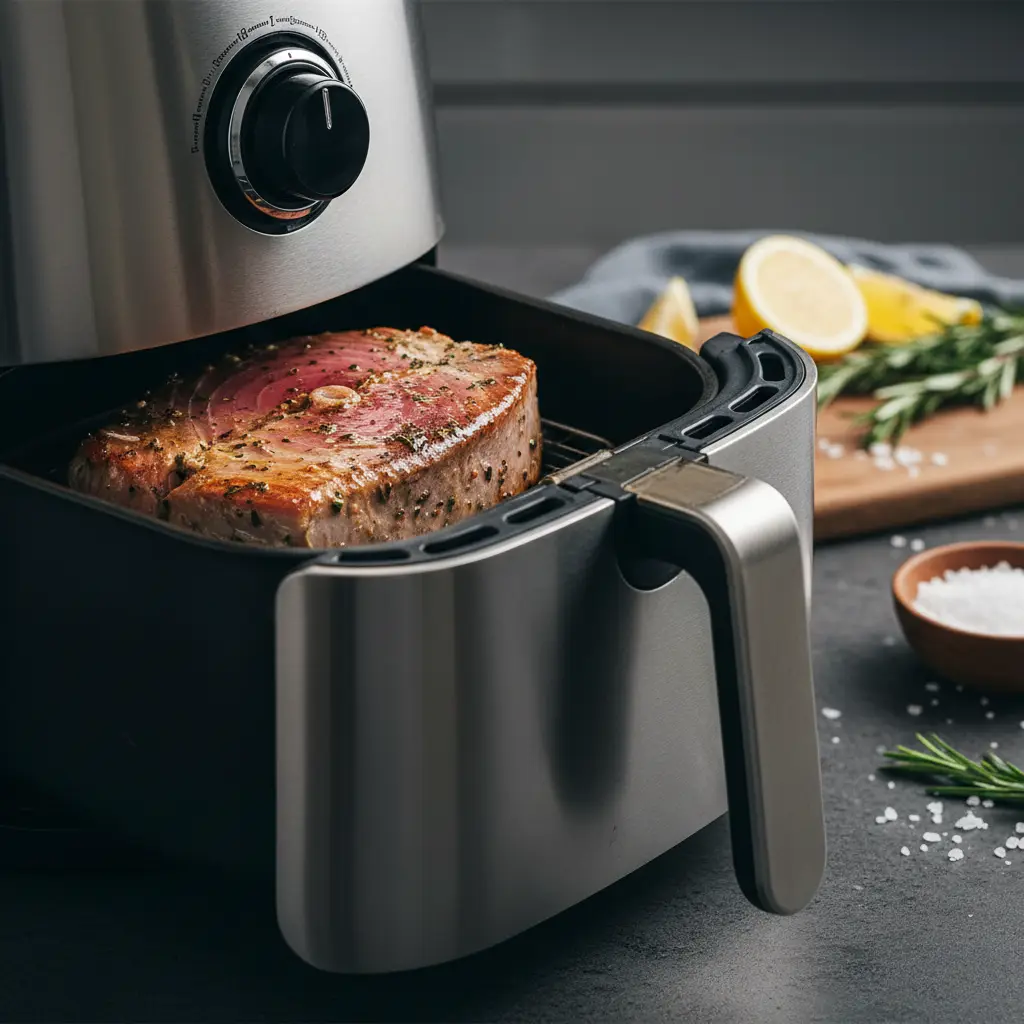 Atum na air fryer: como fazer em 8 minutos com crosta perfeita — detalhe