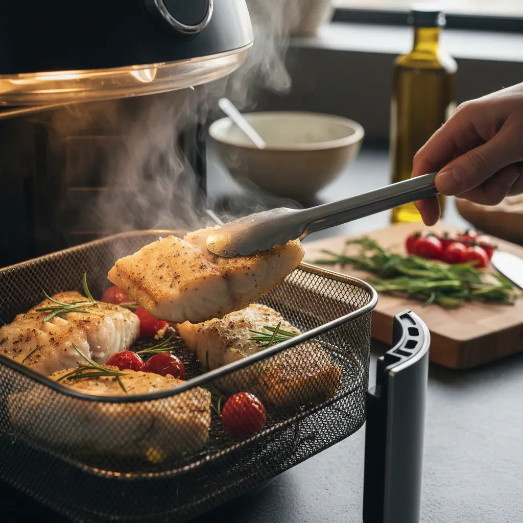 Bacalhau na Air Fryer: 3 Passos para um Peixe Suculento — detalhe