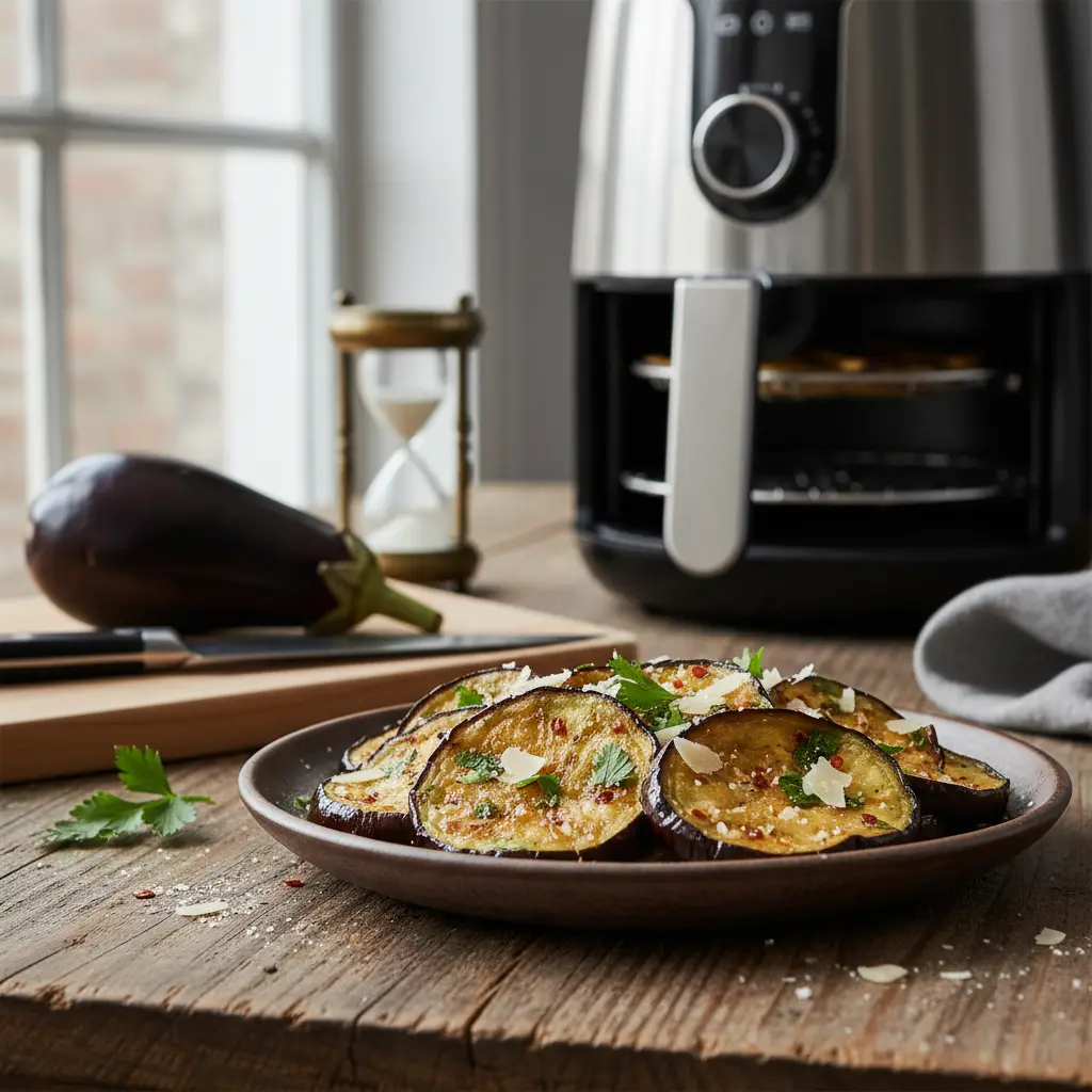 Berinjela na air fryer: receita pronta em 12 minutos — detalhe