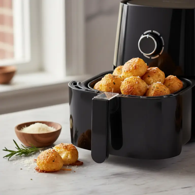 Ilustração editorial: Bolinha de queijo na air fryer: 3 segredos para ficar crocante
