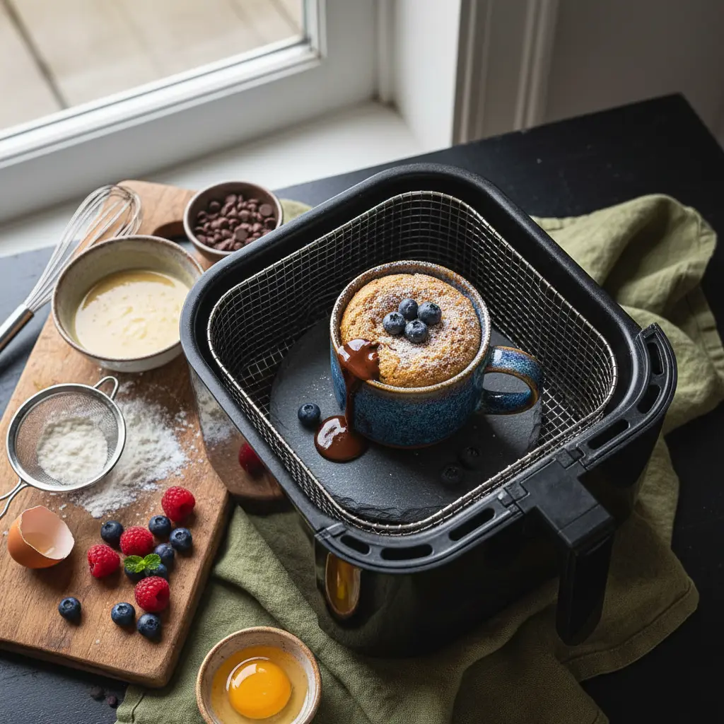 Bolo de caneca na air fryer: pronto em 8 minutos — resultado
