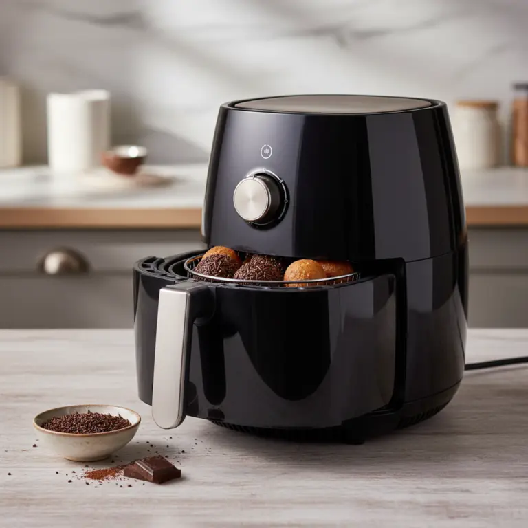 Ilustração editorial: Brigadeiro na air fryer: receita pronta em 12 minutos