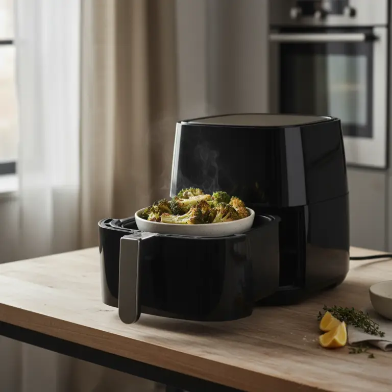 Ilustração editorial: Brócolis na air fryer: 3 segredos para ficar super crocante