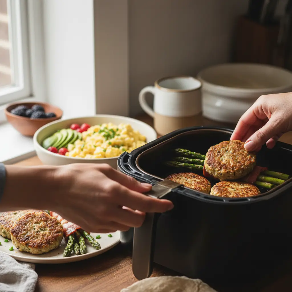 Café da manhã low carb air fryer: 5 receitas prontas em 10 min — detalhe