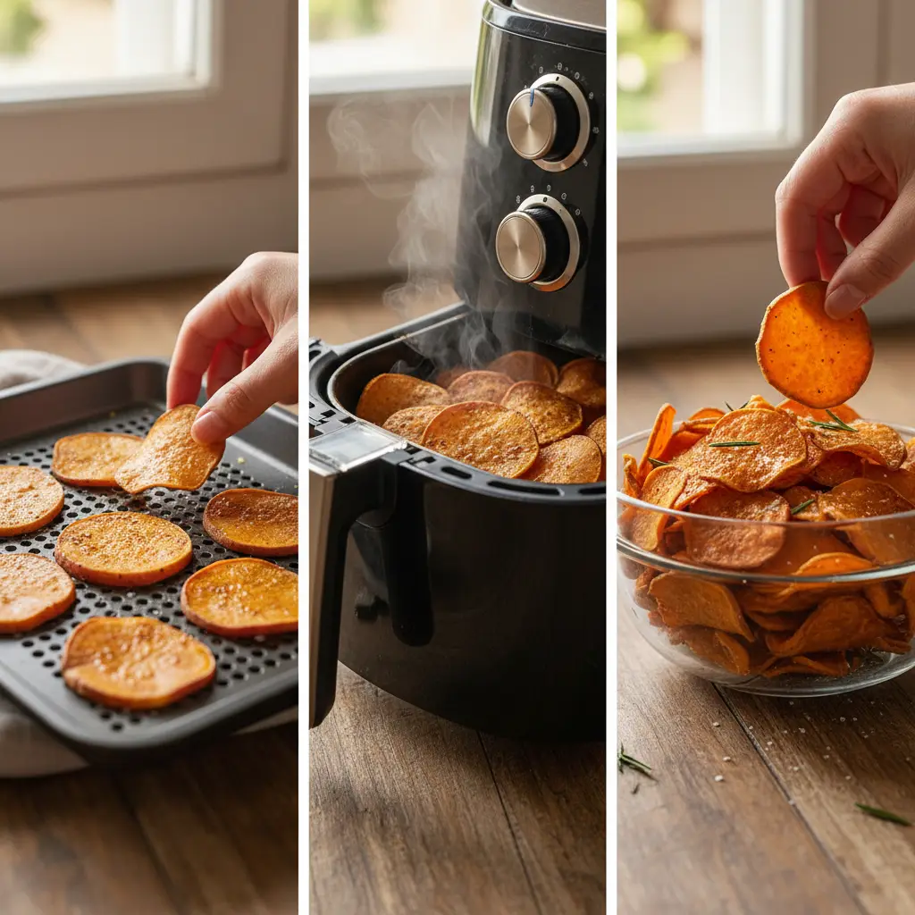 Chips de batata doce na air fryer: 3 passos para crocância total — detalhe