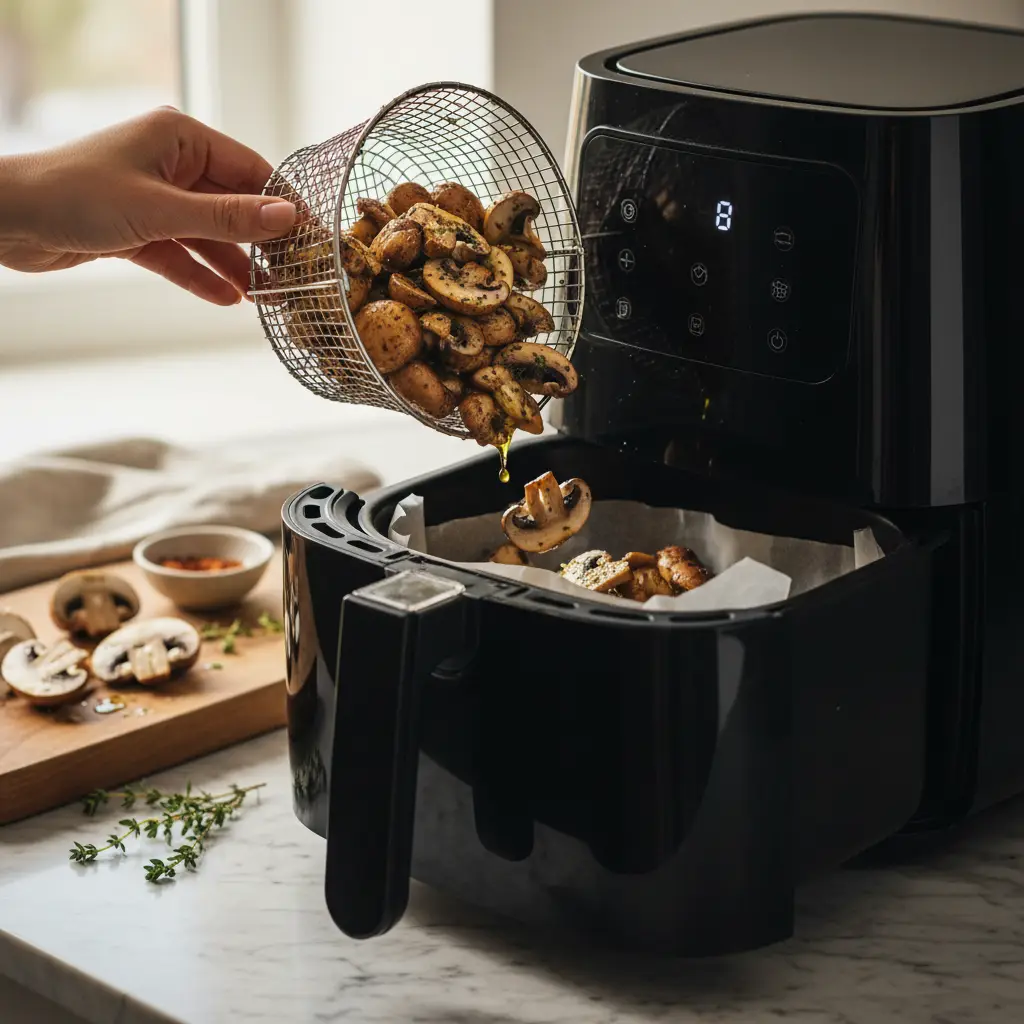 Cogumelo na air fryer: 5 passos para o petisco perfeito — detalhe