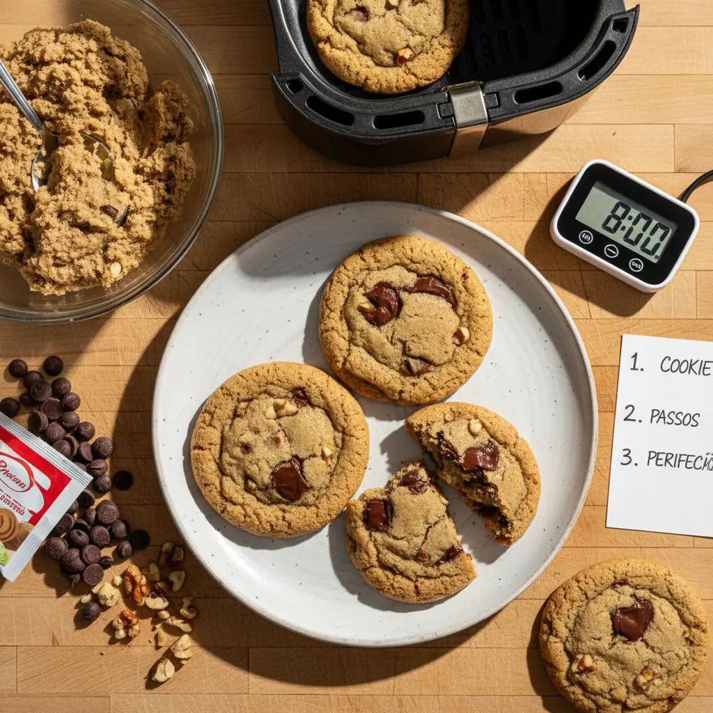 Cookie na Air Fryer: 3 passos para a perfeição em 8 minutos — resultado