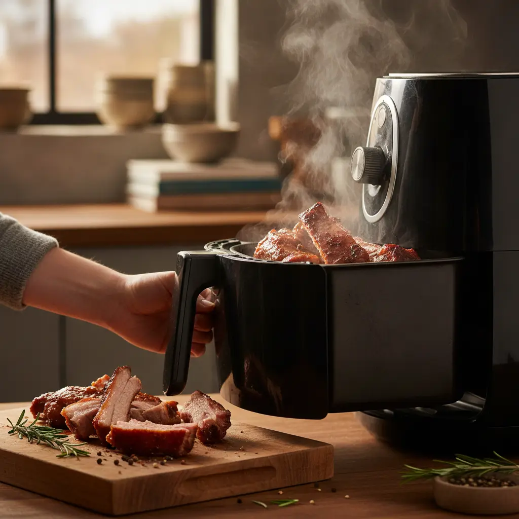 Costela na air fryer: 45 min para uma carne desmanchando — detalhe
