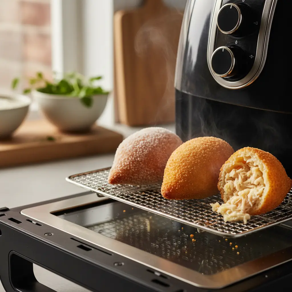 Coxinha congelada na air fryer: 3 passos para ficar 100% igual — detalhe