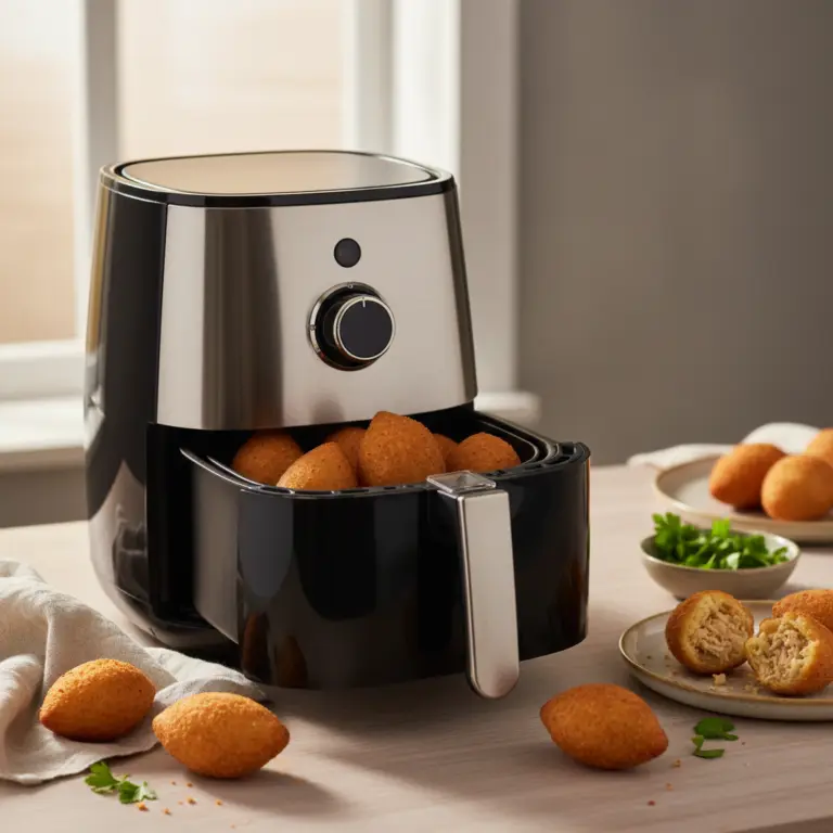Ilustração editorial: Coxinha na air fryer: 100% de crocância em 15 minutos