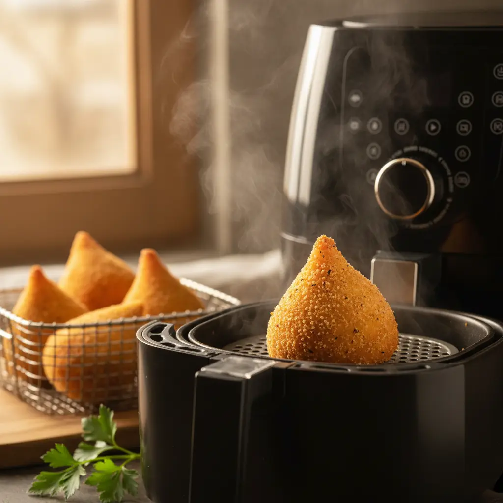 Coxinha na air fryer: 100% de crocância em 15 minutos — detalhe