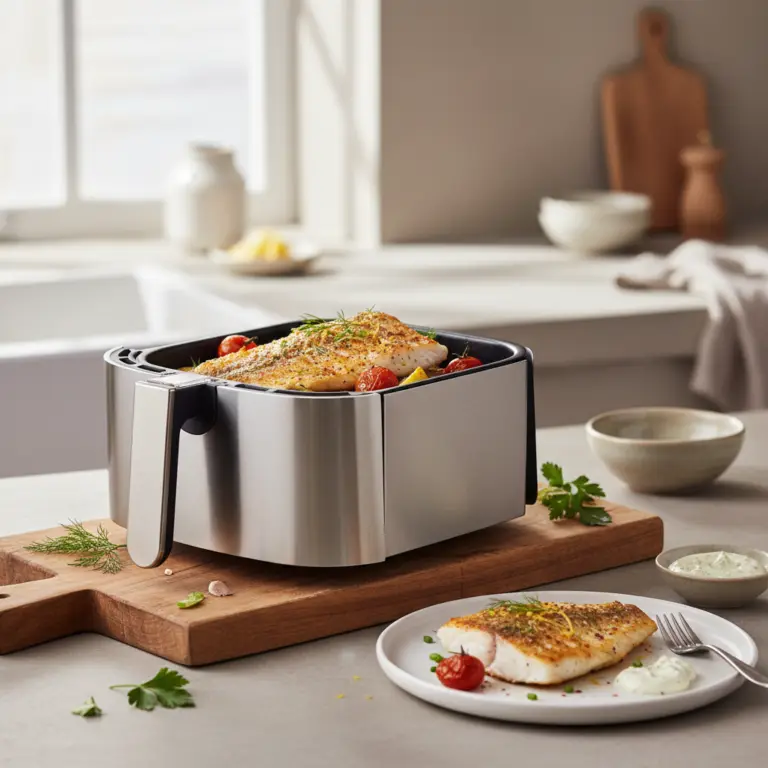 Ilustração editorial: Filé de Peixe na Air Fryer: 10 Minutos para uma Refeição Perfeita