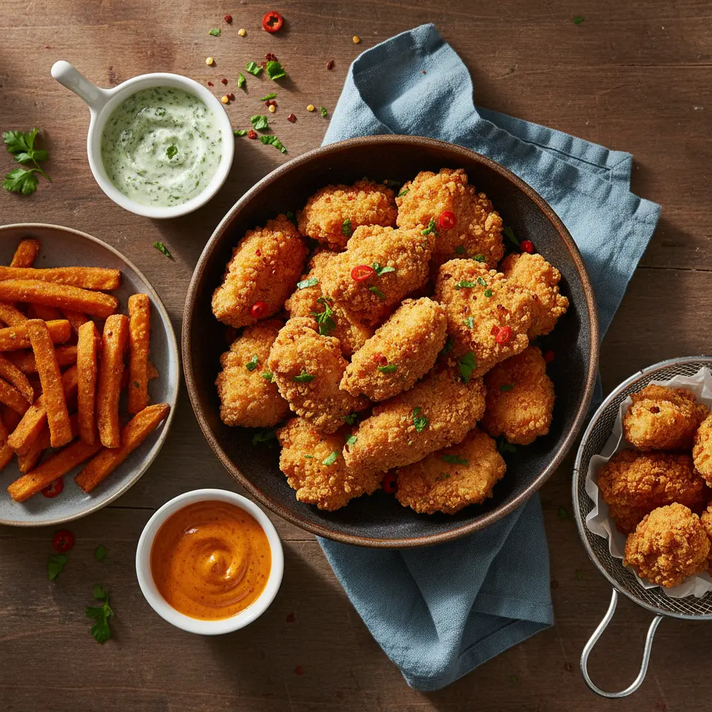 Frango empanado congelado na air fryer: 15 min para crocância total — resultado