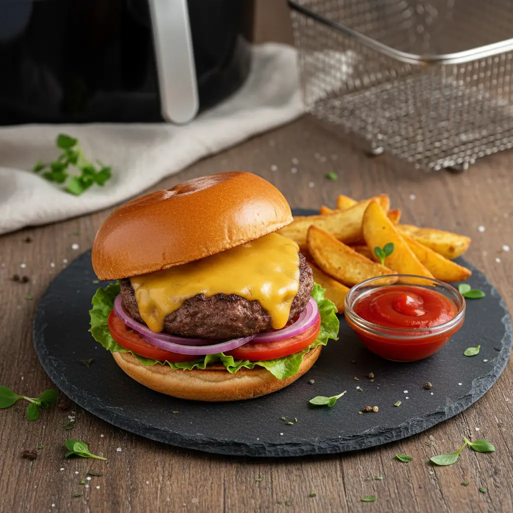 Hamburguer na air fryer: 3 passos para o ponto perfeito — resultado