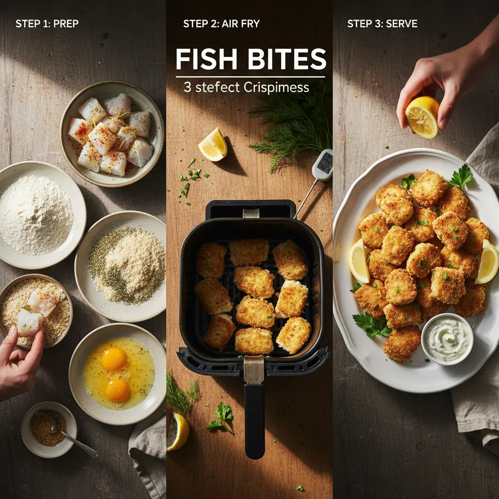 Iscas de peixe na air fryer: 3 passos para crocância perfeita — resultado