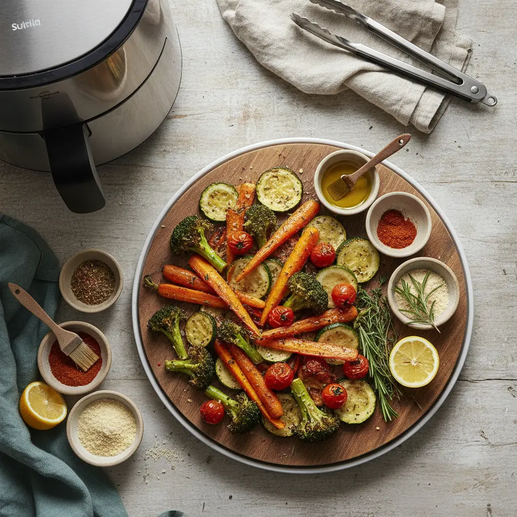 Legumes na air fryer: 5 segredos para vegetais perfeitos — resultado