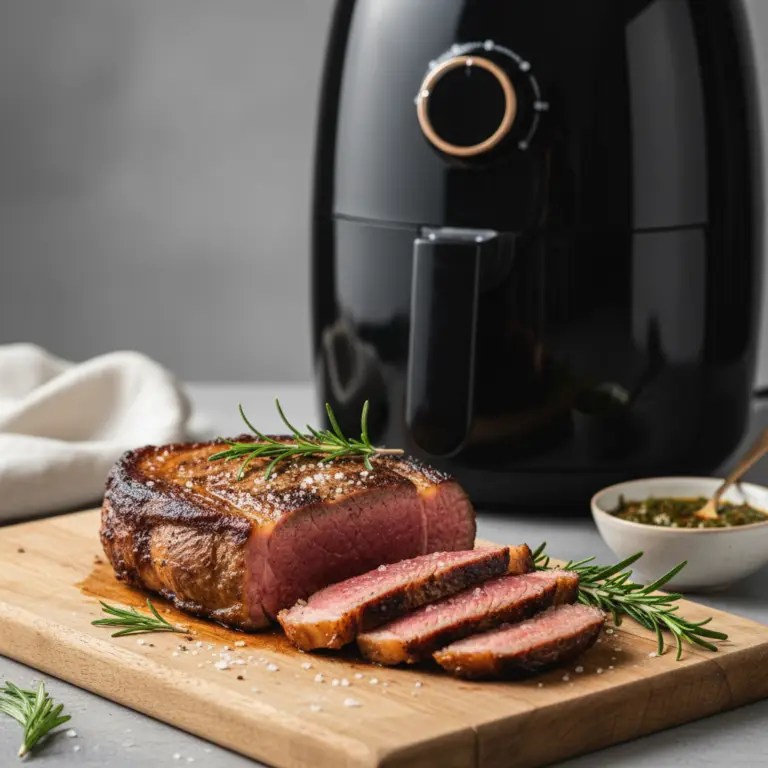 Ilustração editorial: Maminha na Air Fryer: 4 Passos para uma Carne Suculenta