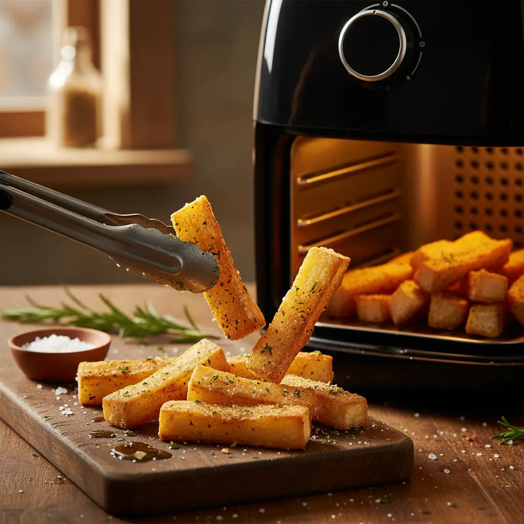 Mandioca na air fryer: 5 passos para ficar crocante em 20 min — detalhe