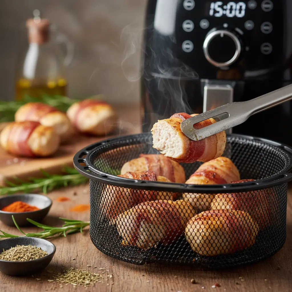 Medalhão de frango na air fryer: 15 minutos para perfeição — detalhe