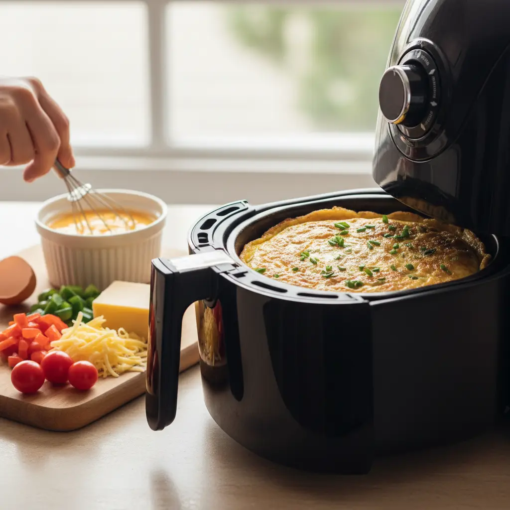 Omelete na air fryer: receita infalível em 10 minutos — detalhe