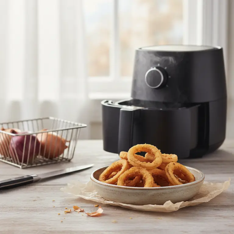 Ilustração editorial: Onion rings na air fryer: 3 passos para ficarem crocantes