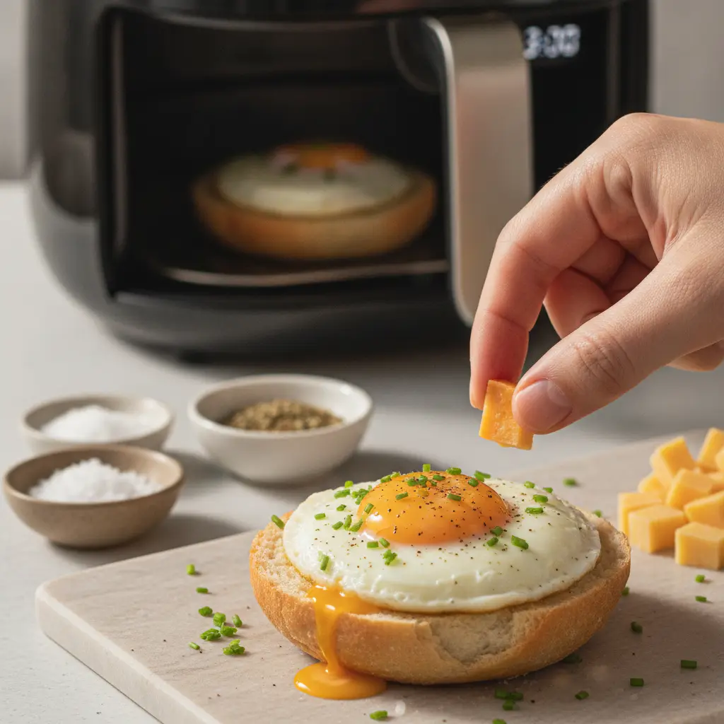 Pão com ovo na air fryer: 3 segredos para o ponto perfeito — detalhe