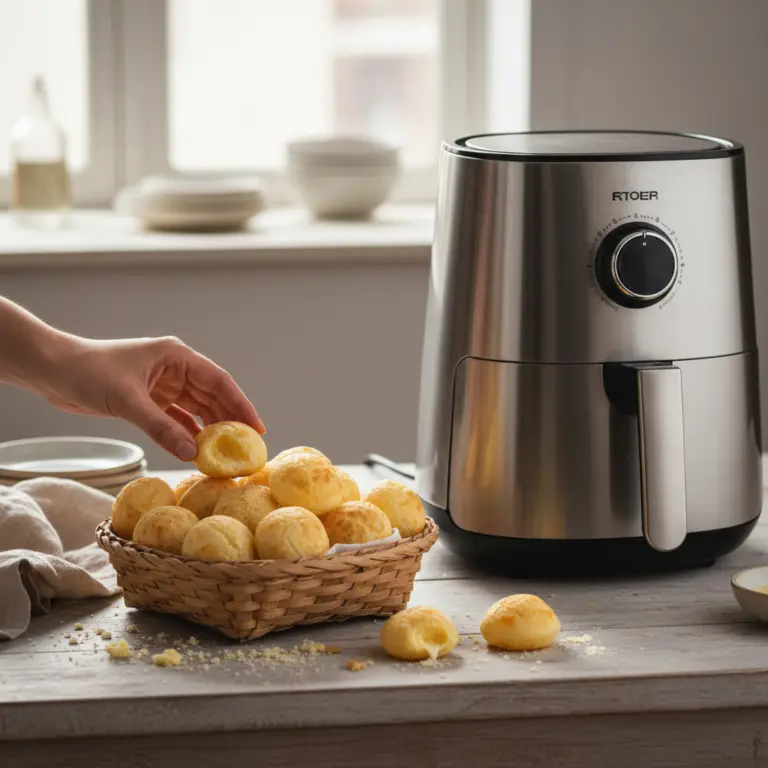 Ilustração editorial: Pão de queijo air fryer: 15 minutos para o lanche perfeito