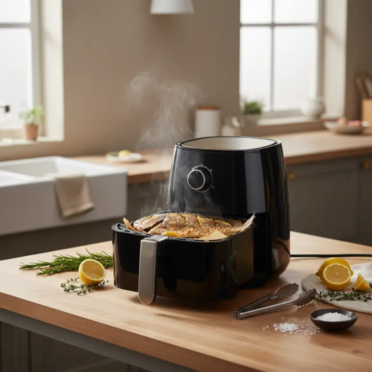 Ilustração editorial: Peixe na air fryer: 3 passos para um filé suculento em 10 min
