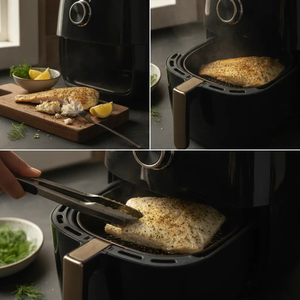 Peixe na air fryer: 3 passos para um filé suculento em 10 min — detalhe