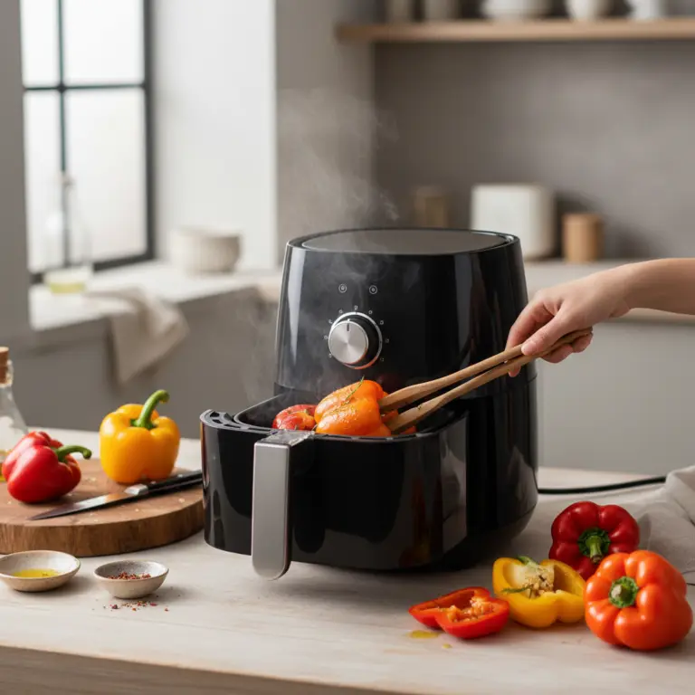 Ilustração editorial: Pimentão na air fryer: 3 passos para o sabor perfeito
