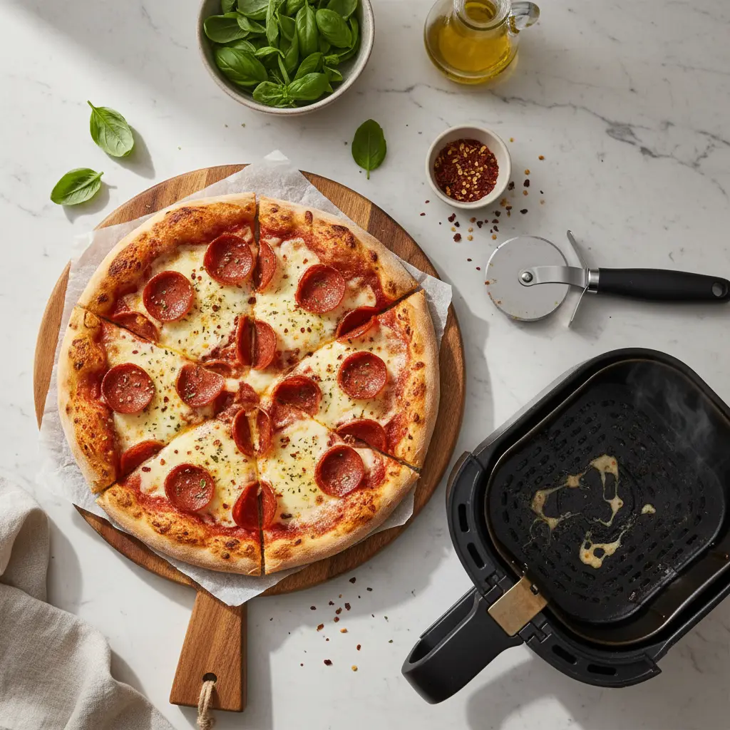 Pizza congelada na air fryer: o guia definitivo em 8 minutos — resultado