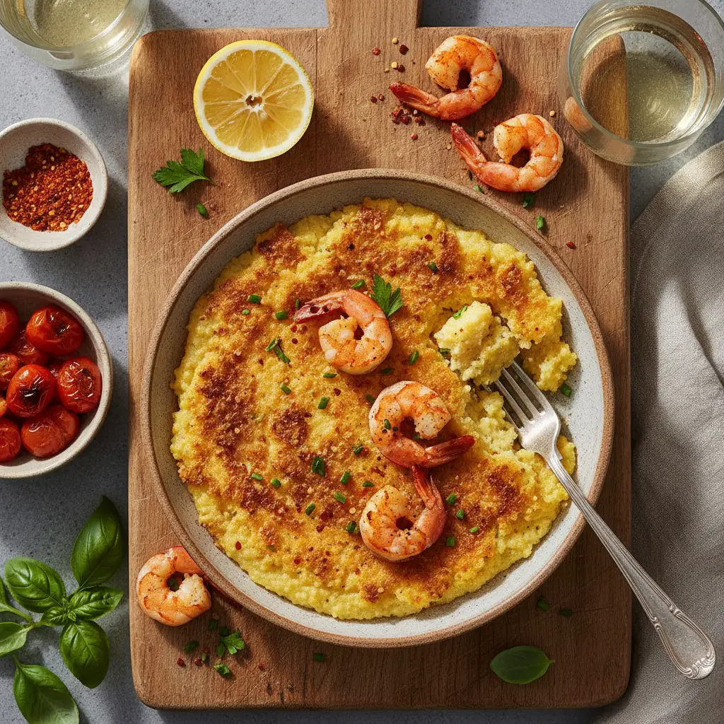 Polenta de camarão na air fryer: receita infalível em 20 min — resultado