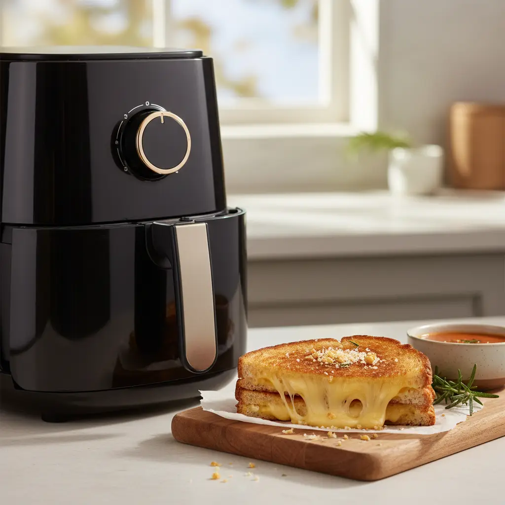 Queijo quente na air fryer: 3 passos para o pão perfeito