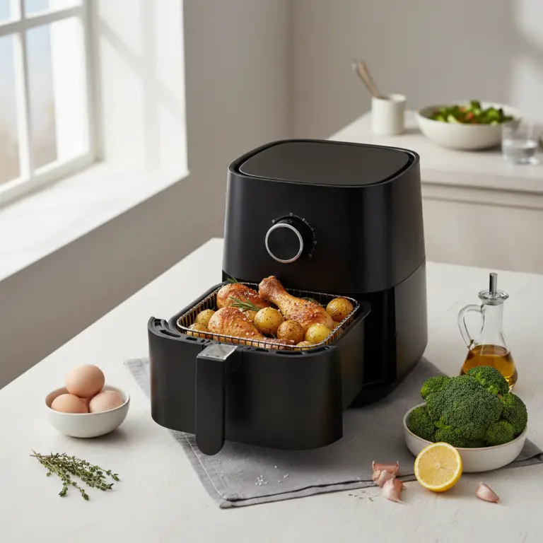 Ilustração editorial: Receitas com poucos ingredientes air fryer: 5 opções em 15 min