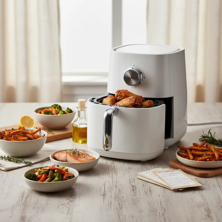 Ilustração editorial: Receitas práticas air fryer: 5 ideias prontas em 15 minutos