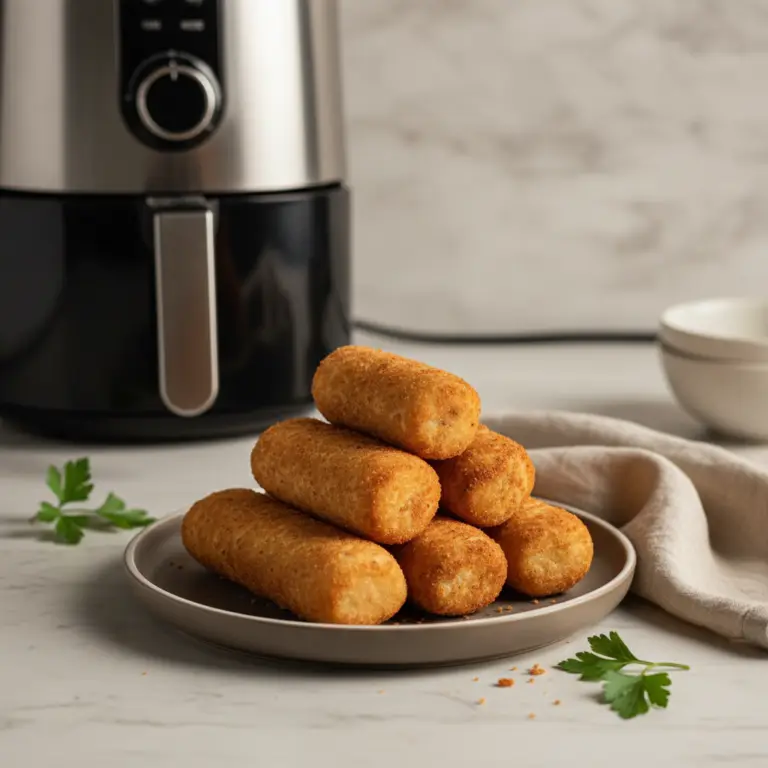 Ilustração editorial: Risoles na air fryer: 10 minutos para o salgado perfeito