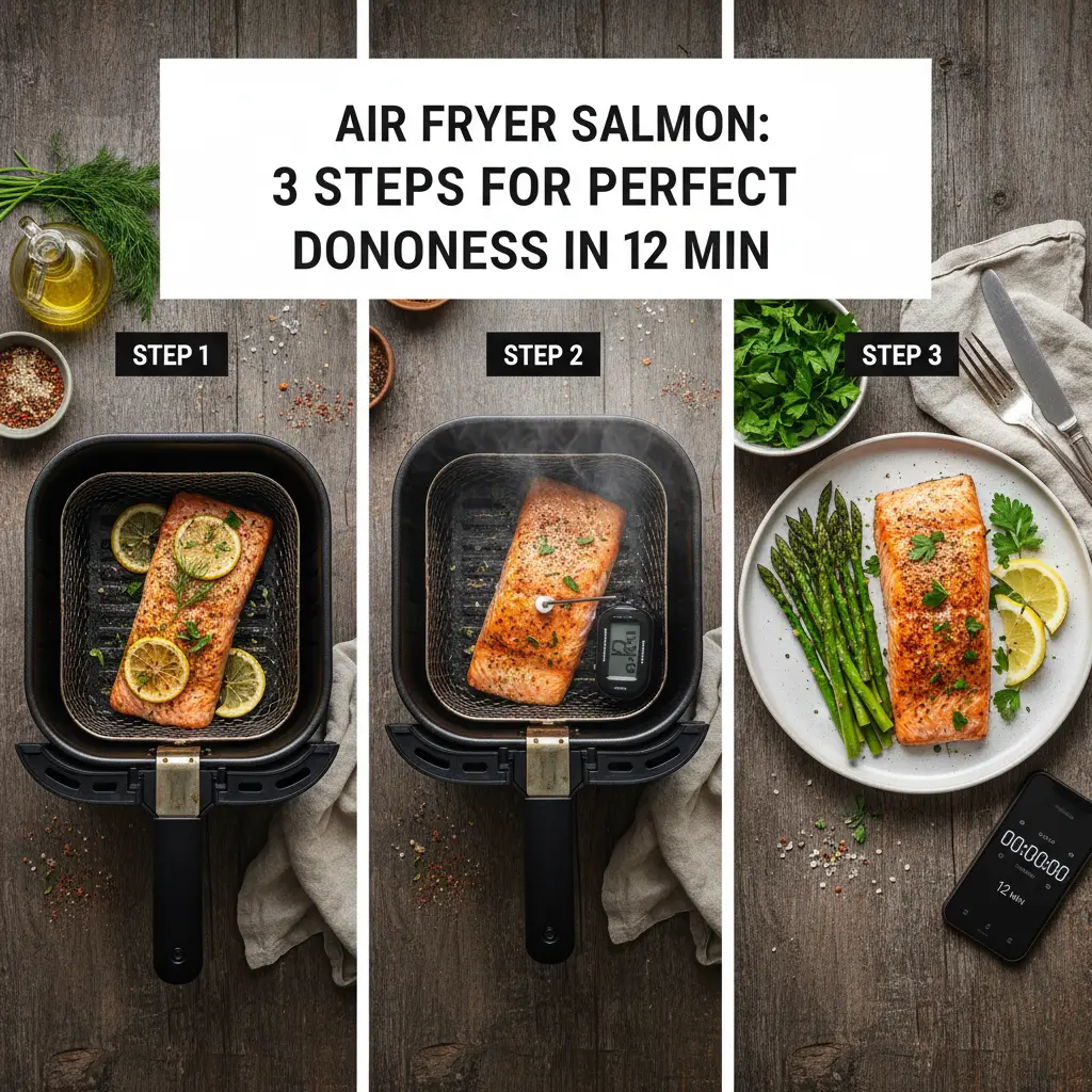 Salmão na air fryer: 3 passos para um ponto perfeito em 12 min — resultado