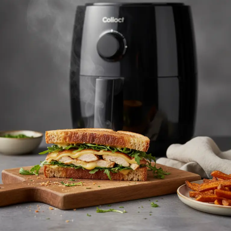 Ilustração editorial: Sanduiche na air fryer: 3 passos para o lanche perfeito