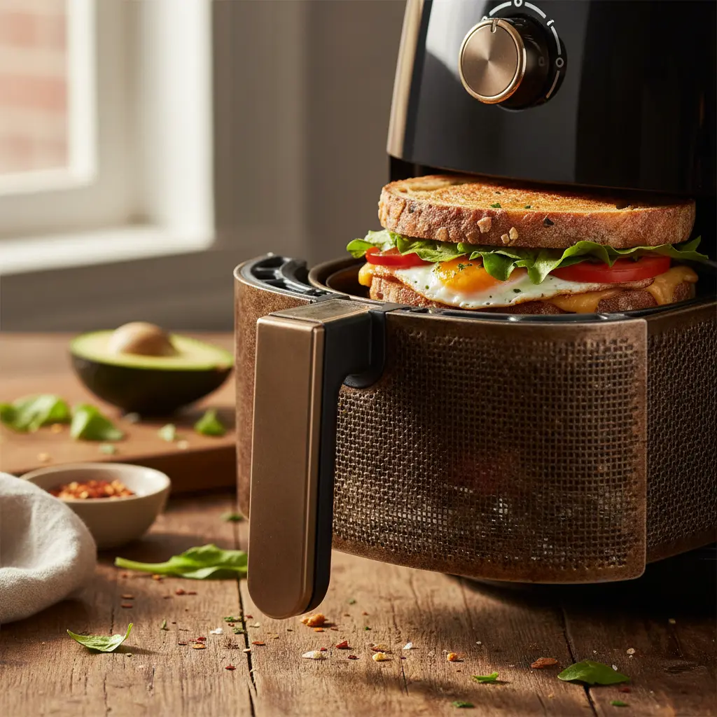 Sanduiche na air fryer: 3 passos para o lanche perfeito — detalhe