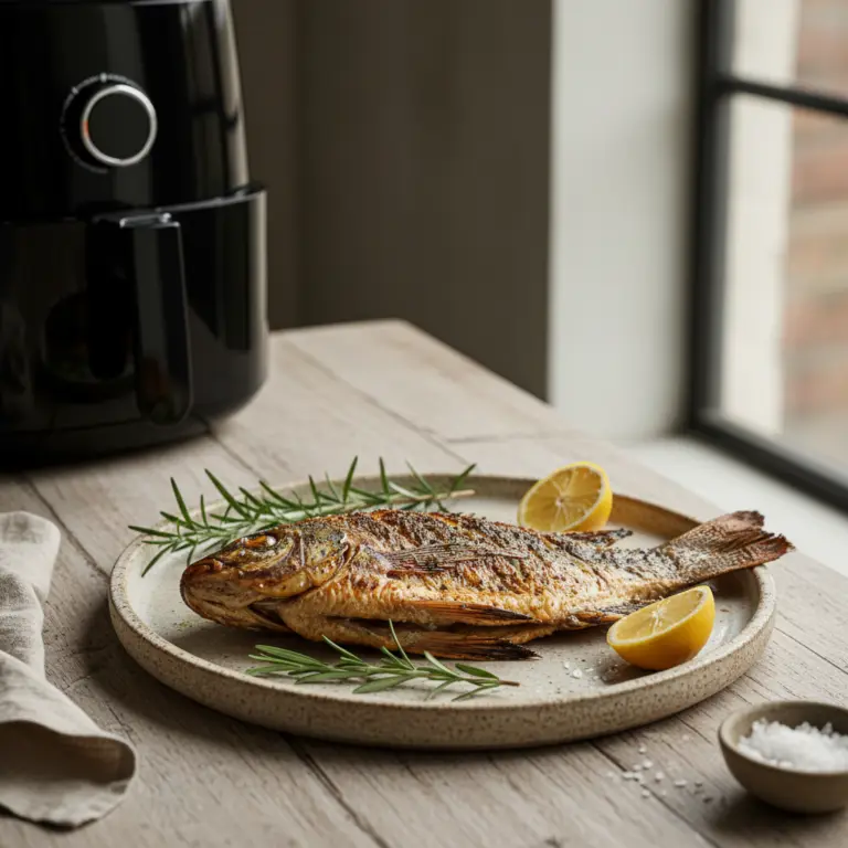 Ilustração editorial: Tilápia na air fryer: 3 segredos para um peixe suculento
