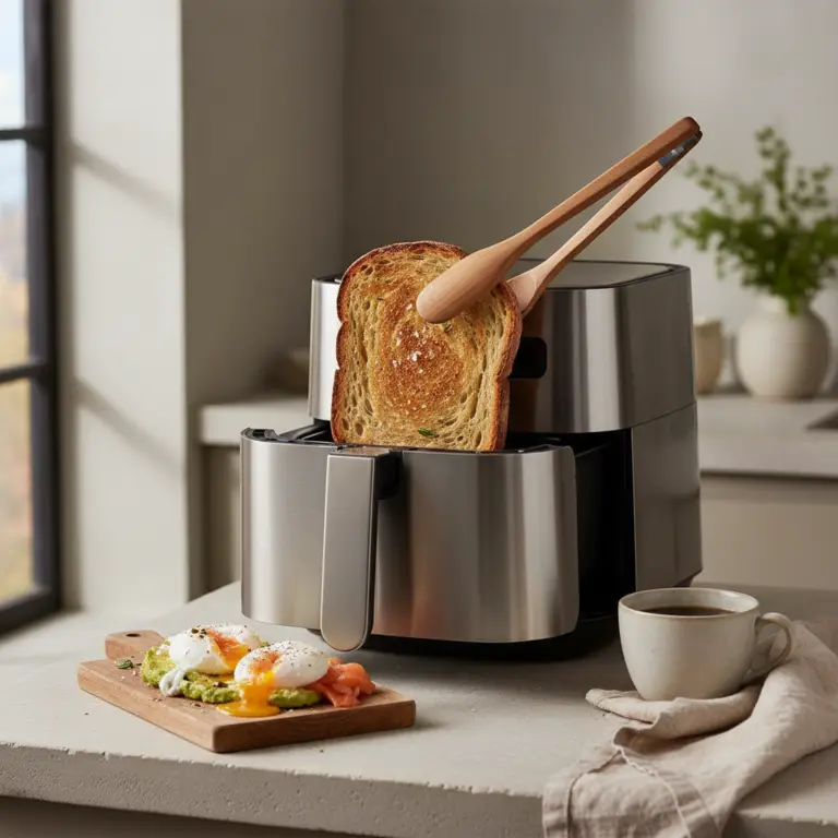 Ilustração editorial: Torrada na air fryer: 3 truques para o pão perfeito em 5 min