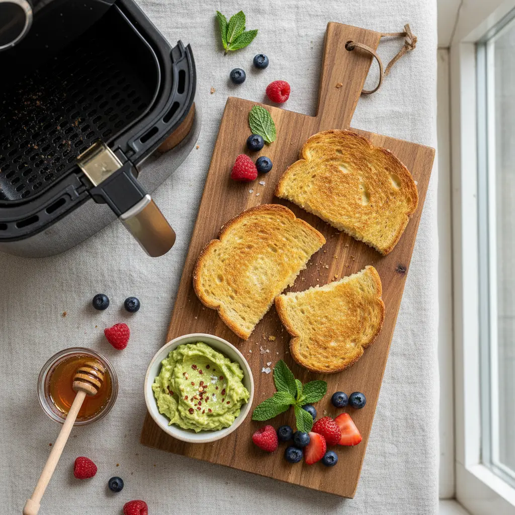 Torrada na air fryer: 3 truques para o pão perfeito em 5 min — resultado