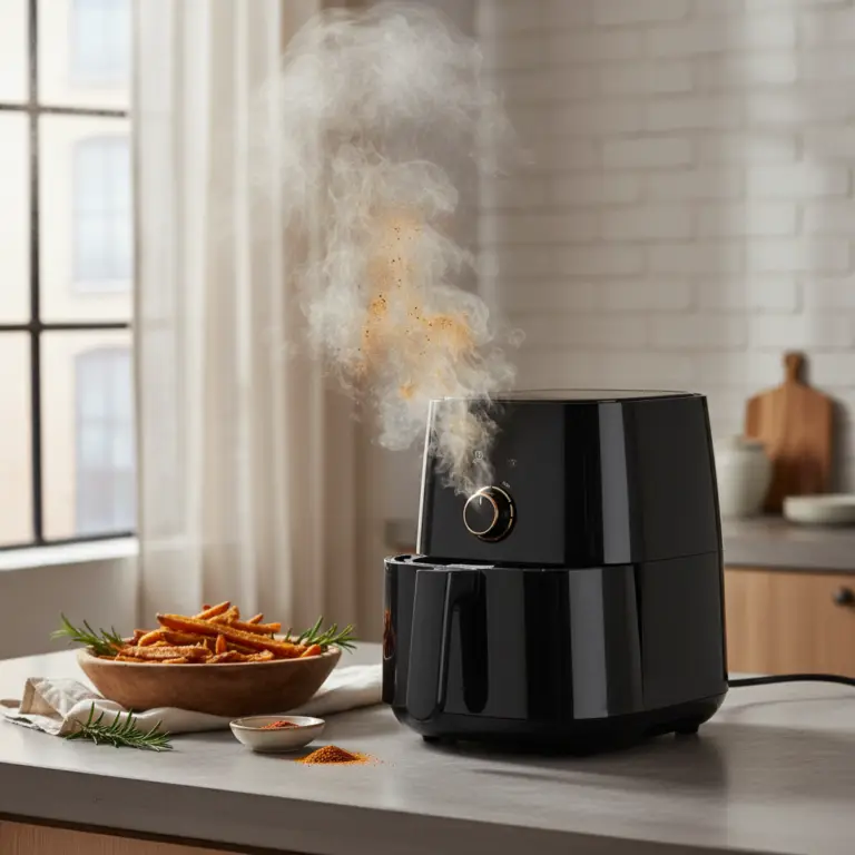 Ilustração editorial: Air fryer solta cheiro? 3 passos para eliminar o odor em 10 min