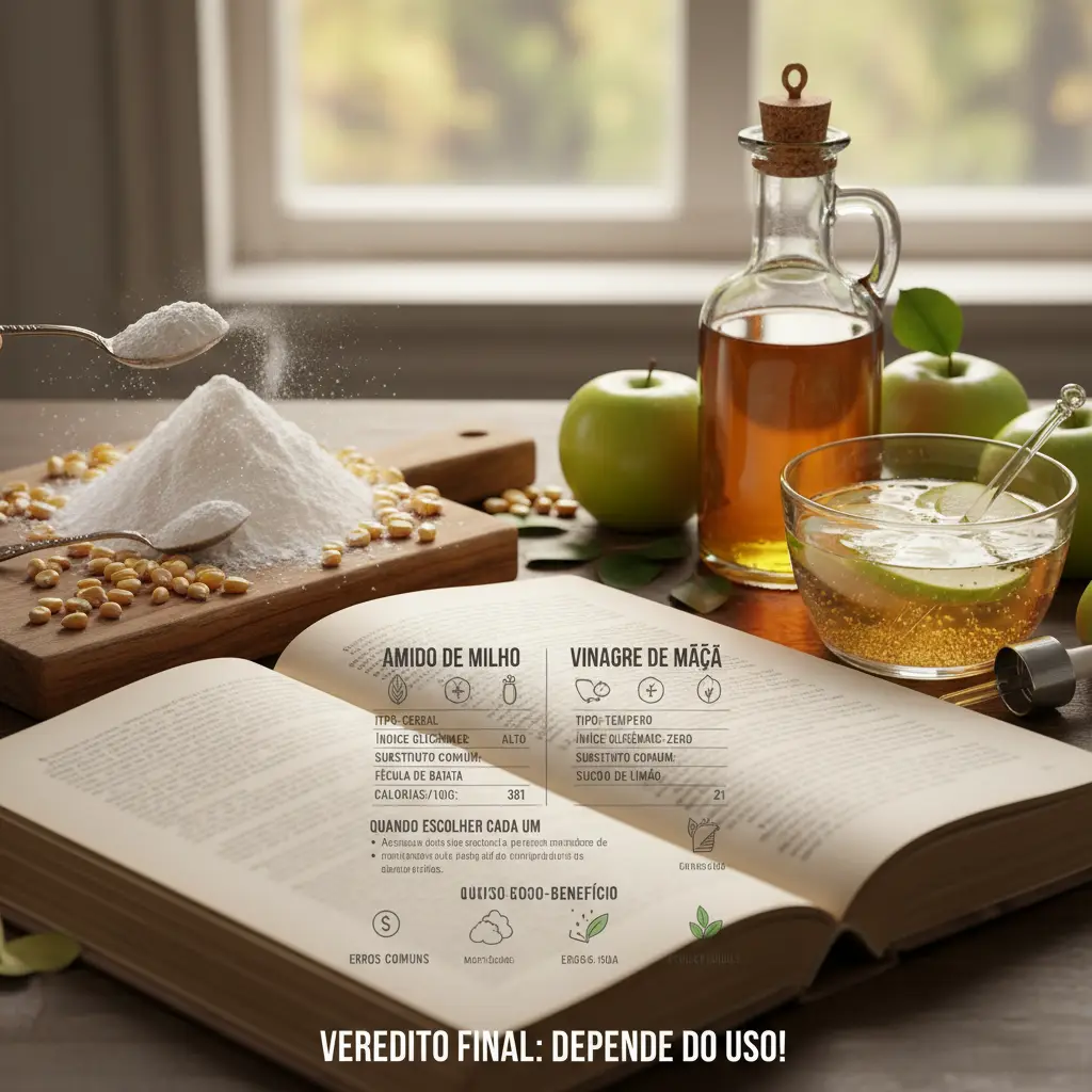 Amido de Milho vs Vinagre de Maçã: 2 ingredientes, 1 escolha — detalhe