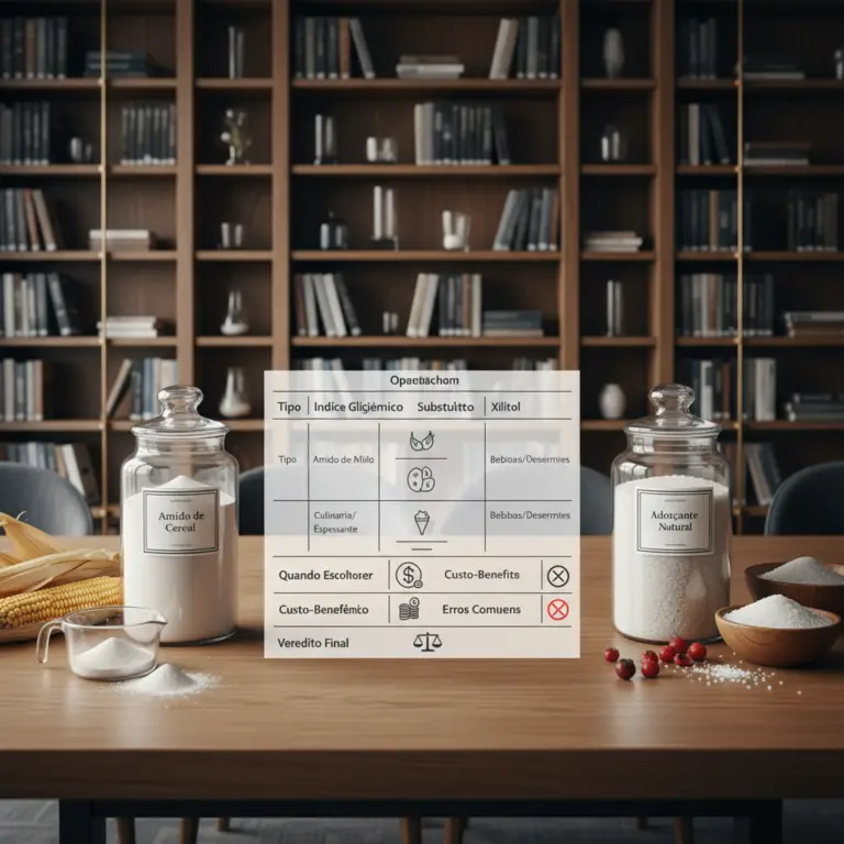 Ilustração editorial: Amido de Milho vs Xilitol: 2 Ingredientes Que Mudam Sua Dieta