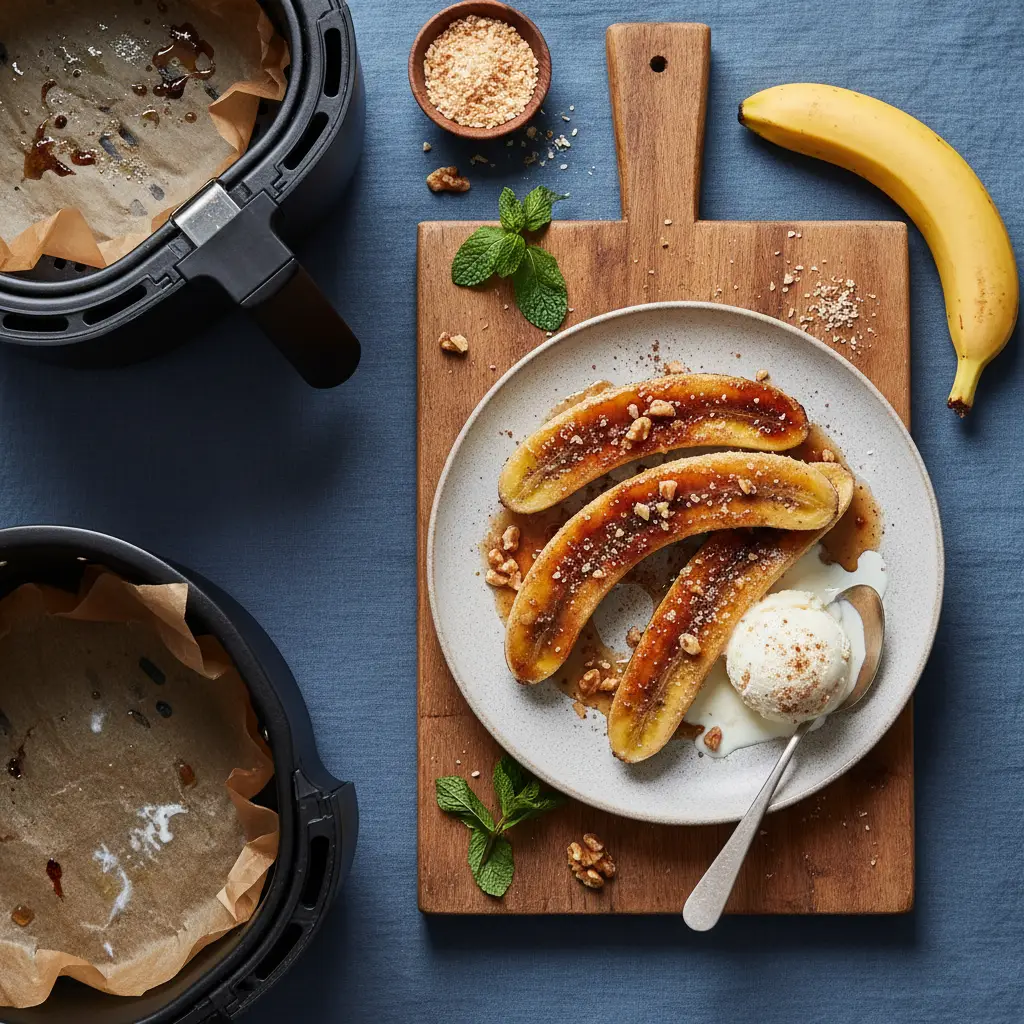 Banana assada na air fryer: 8 minutos para um doce perfeito — resultado
