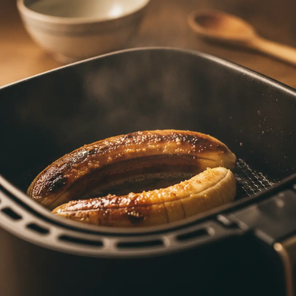 Banana assada na air fryer: 8 minutos para um doce perfeito — detalhe